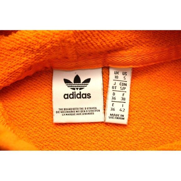 Adidas ORIGINALS 3-Stripes Adicolor Short Pullover Hoodie in Orange - Size Small - Picture 10 of 11